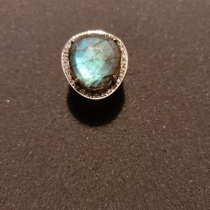Labradorite and diamonds ring